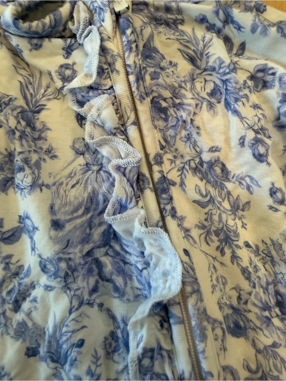 Posh Peanut Blue Floral Zip One-Piece Footies - 2 Pack - Picture 2 of 9